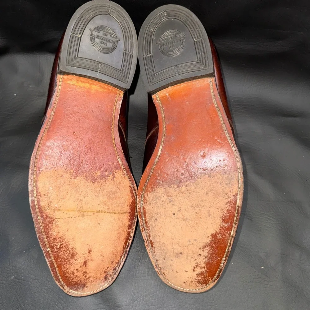 Florsheim Imperial Mens 12 3E Brown Leather Apron Toe Derby Shoes Wide